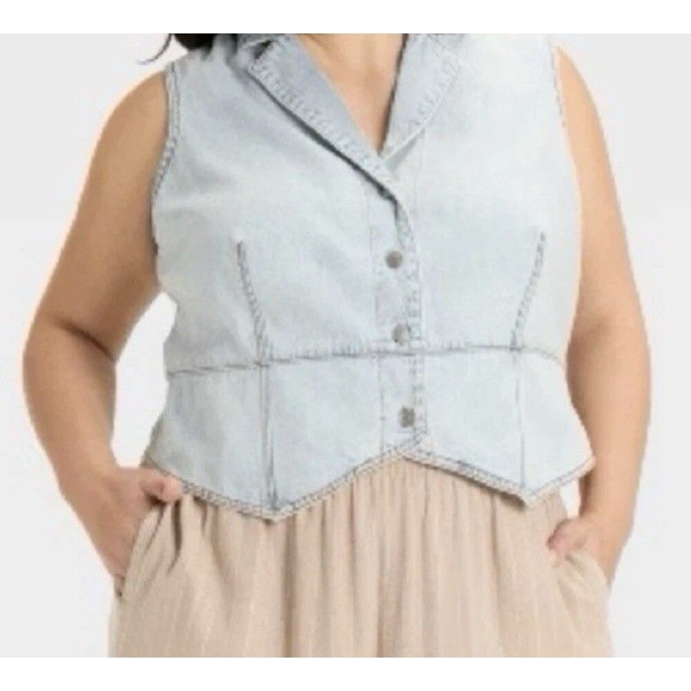 Ava & Viv Denim Vest Womens Sz 2X Corset Western Country Festival Coquette New